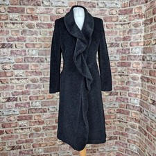 Max Mara Teddy Coat Black Uk 12 Alpaca Wool Overcoat Knee Length Fitted