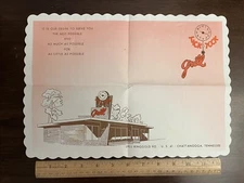 Chattanooga Tennessee￼ Tick Tick Grill  Restaurant Paper Place Mat Vintage