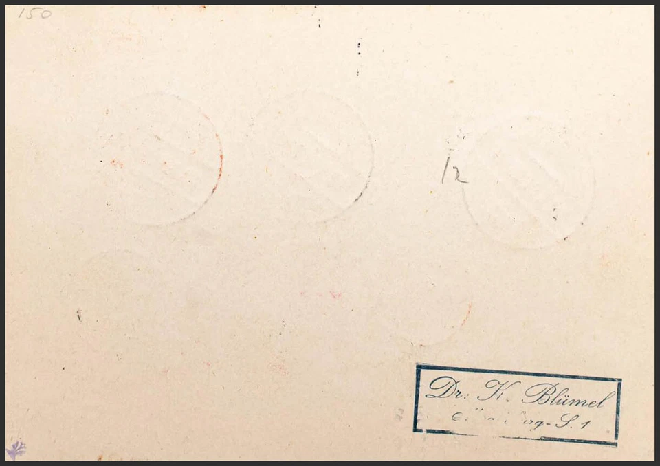 Alemania. SOBRE  401A(3), 403, 414. 1931. 4 p azul claro, tres sellos, 8 p verd - Imagen 2 de 2