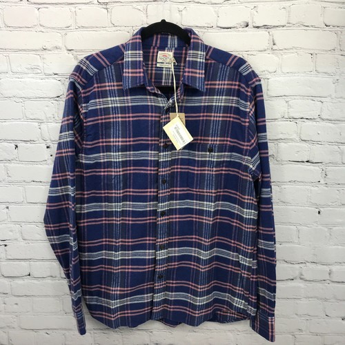Faherty Shirt Mens Large Blue Plaid Long Sleeve Button Up Casual Basic New