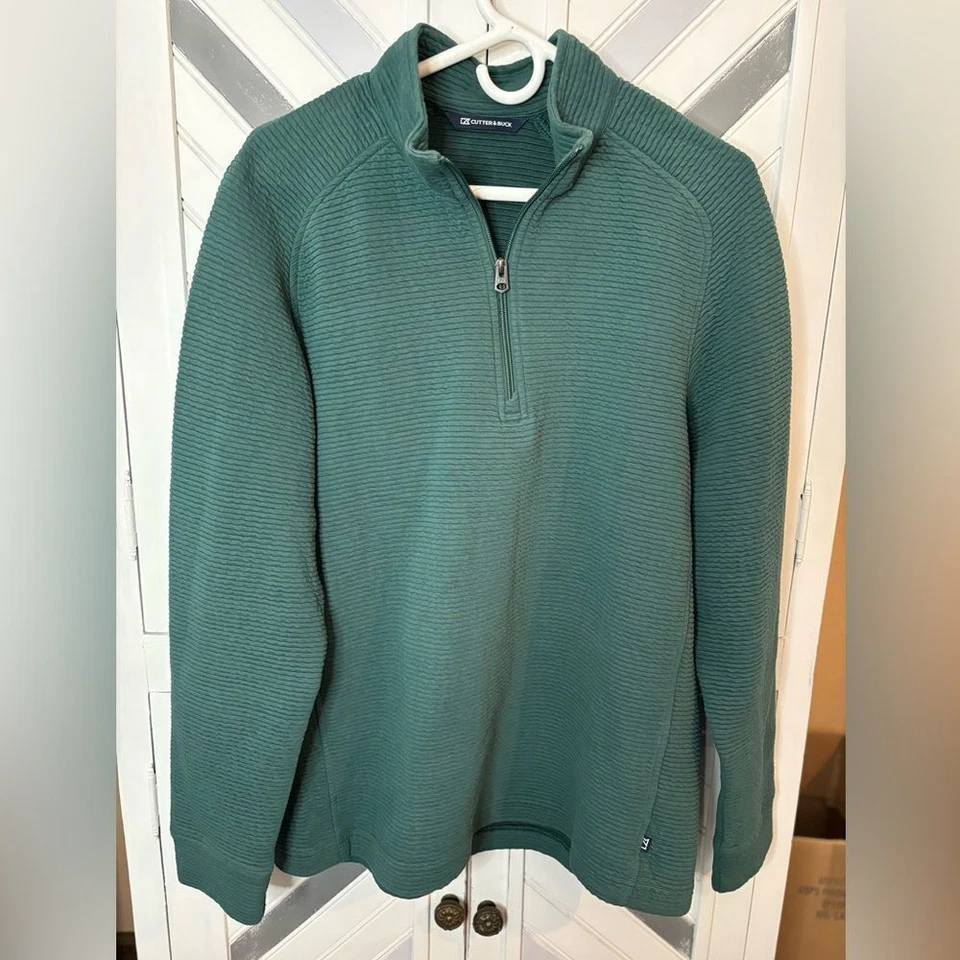 Suéter Chaqueta Pullover Manga Larga Cutter & Buck Para Hombre Grande Verde 1/4 Cremallera Foto 3 de 4