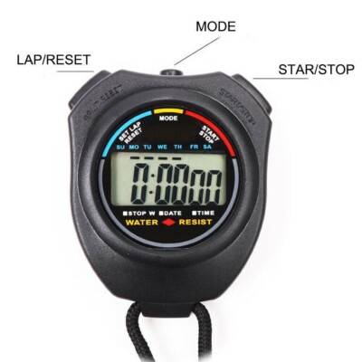 Digitale Hand-Sport-Stoppuhr Stoppuhr Timer Alarmzähler UK-Verkäufer