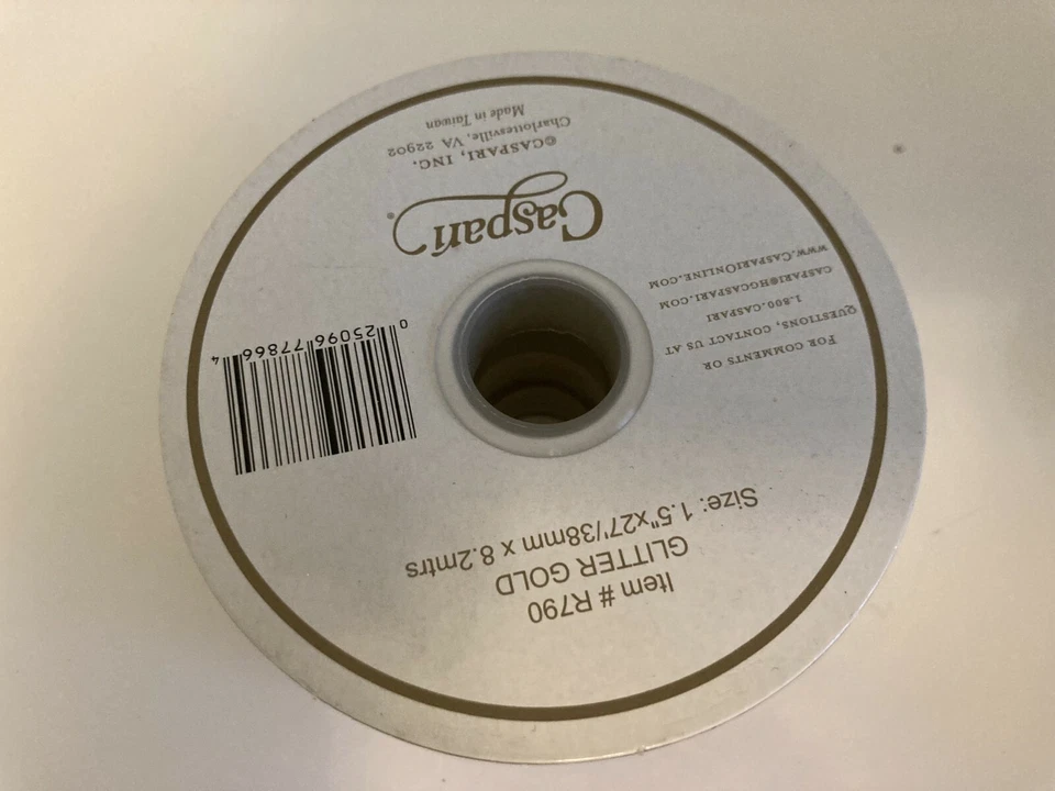 Fita Caspari Entertaining Gold Glitter com fio, NOVA - Imagem 2 de 2