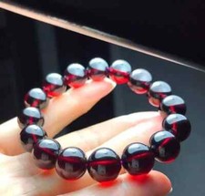 12mm Natural Wine Red Garnet Gemstone Crystal Round Bead Stretch Bracelet AAAA