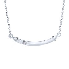 Diamond Accent Bar Necklace in 10K White Gold - 18"