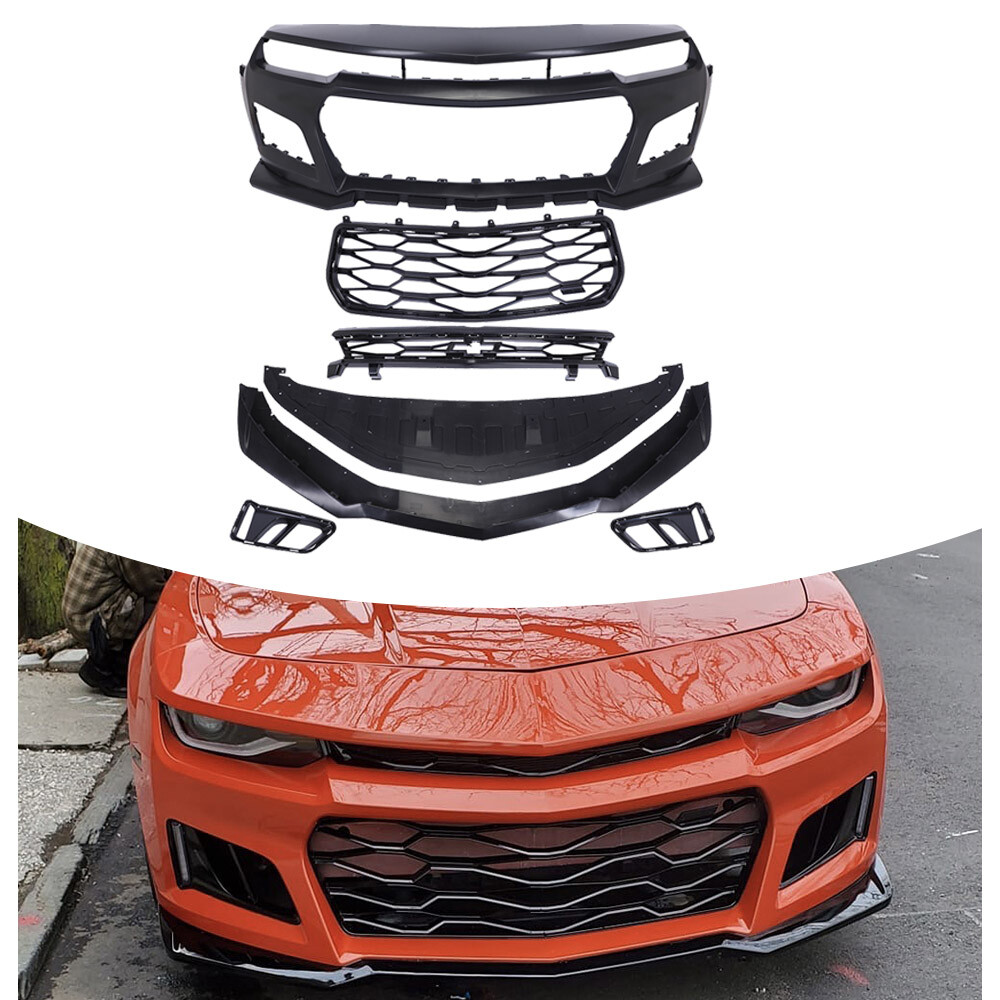 For Chevy Camaro 2010-2015 1LE Style Front Bumper Conversion Kit w/ Black Grille
