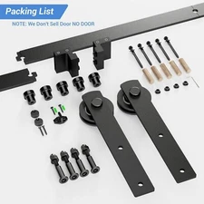 6.6FT Sliding Barn Door Hardware Kit Modern Closet Hang Style Track Rail Black