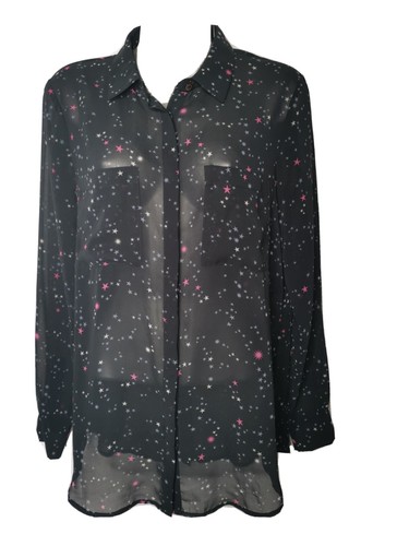 Long Sleeved Blue Semi Sheer Blouse | eBay