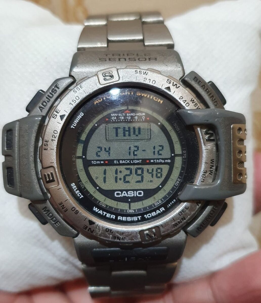 Vintage Casio Protrek 1471 PRT-411 Titanium Compass Digital Vintage Casio Protrek 1471 PRT-411 Titanium Compass Digital