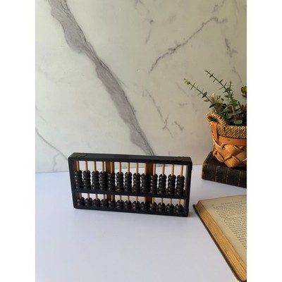 Vintage Asian Black Wood Abacus Calculator 13 Rows | Old World Primitive Decor