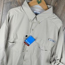 Columbia PFG Blood and Guts Superlight LS Fishing Shirt Mens XXL Fossil NWT