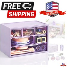 Desk Storage Organizer with 6 Mini Drawers, Stackable Desktop Craft Drawer Ca...