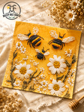 17x17 BEE DAISY DECORATIVE PILLOW COVER YELLOW FARMHOUSE COTTAGECORE