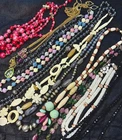 Vintage Costume Jewelry Necklace Lot 12 Pc Beaded Lucite Glass Mixed Statement