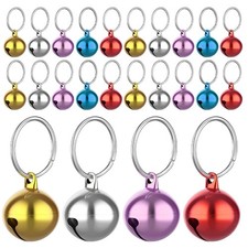 TIESOME 24pcs Cat Bells  Dog Collar with Keyrings, 14MM, mixed colors