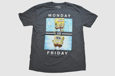 SpongeBob SquarePants Monday vs Friday Mens Funny Meme Shirt New Large