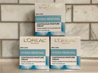 L Oréal Paris Hydra-Renewal Continuous Facial Moisturizer Cream 1.7oz Lot Of 3