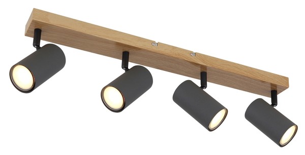 Globo G Robby Strahler Metall Holzoptik, 4X GU10, Deckenleuchte, IP20, 230V, Des-image