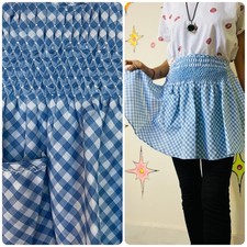 Vintage 50s Blue  White Gingham Babydoll Hostess Apron Cottagecore
