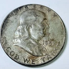 1957 Franklin Silver Half Dollar 90% Silver US Coin Circulated #6365