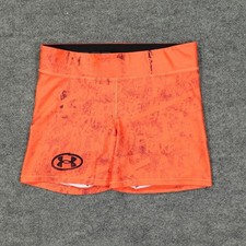 Under Armour Shorts Girls Large Neon Orange Compression Shorty Athletic 1382300