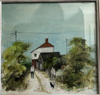 Joan David de Bethel - Gemälde - The Ridge Winchelsea & Cat - signiert & gerahmt