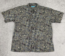 Tori Richard Hawaiian Shirt Mens XL Geometric Floral Vacation Tropical USA Made