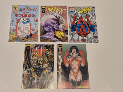 Vintage Wizard Mini Comics Lot 1-5 Run Set Ren Stimpy Maxx Spiderman Vampirella