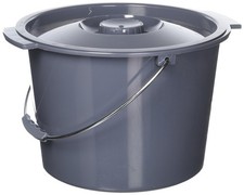Dark Gray Commode Bucket Replacement with Lid and Handle 12 Quart Capacity