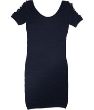 bebe Womens Cutout Sleeve Bodycon Dress, Blue, Large