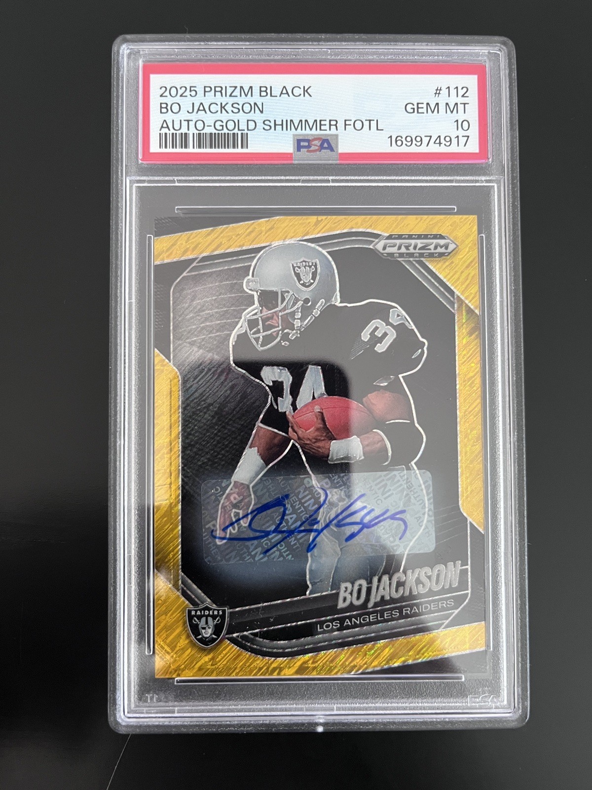 2024 Panini Prizm Black - Bo Jackson #112 Auto Gold Shimmer FOTL /10 view 4