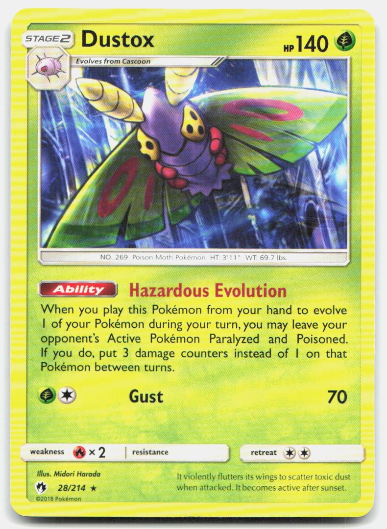 Lost Thunder Dustox 28/214 NM Pokemon Rare Tcg Card