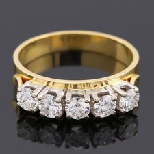 Quality 1.00ct Diamond Five-Stone Ring in 18ct Yellow and White Gold, 4.02gr N
