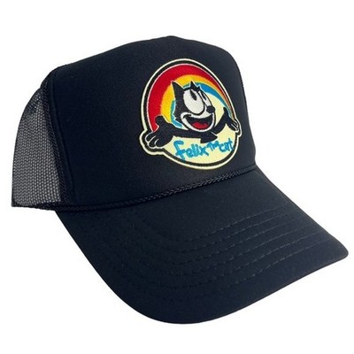 NEW FELIX THE CAT BLACK HAT 5 PANEL HIGH CROWN TRUCKER SNAPBACK TRENDY