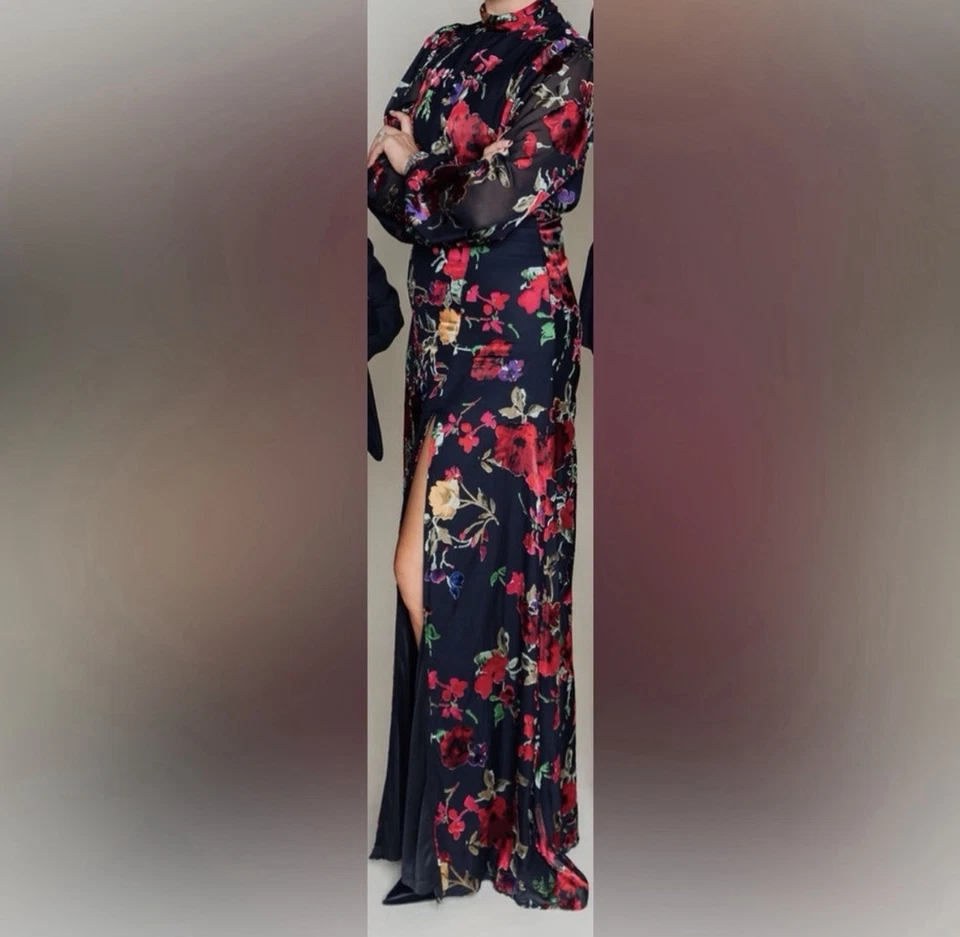 Новый LULUS женщин (S) изящный прибытия черный цветочный выгорания без спинки макси платье - Изображение 2 из 4