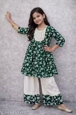 Girls Kurti set Traditional Kurti Sharara Set with Block Print