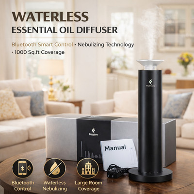 Bluetooth Waterless Essential Oil Diffuser Nebulizing Cordless Aroma 1000Sq.ft