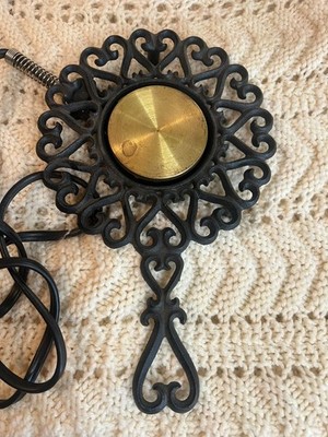 Vintage Presto Electric Warming Trivet Black Cast Iron Round Handle