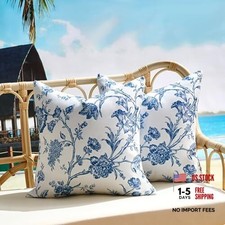 Throw Pillow Covers 18x18 inch Waterproof Vintage 18" x 18" Pack of 2 Blue