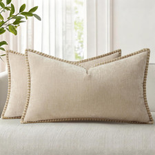 Spring Chenille Soft Cozy Throw Pillow Covers 12X20 Set of 2, Modern Farmhouse B