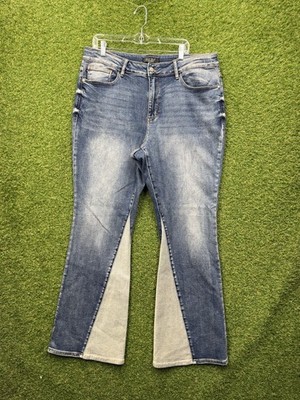 Judy Blue Flare Jeans Womens 20W Blue Distressed Button Fly High Rise JB82638MD