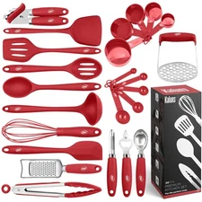 Silicone Kitchen Utensils Set 24 Pcs Cooking Utensils Set - Can Opener, Mashe...
