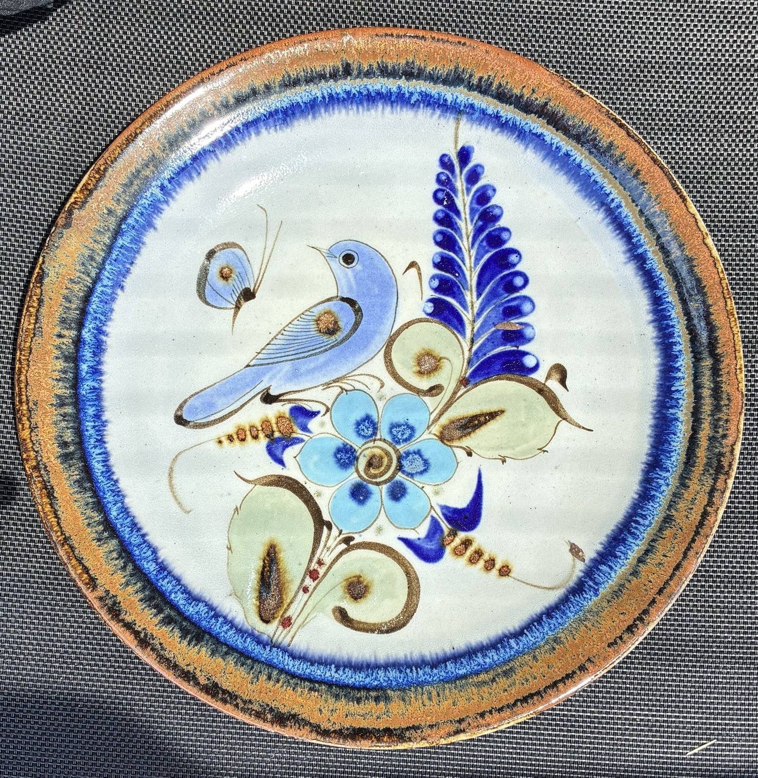 Ken Edwards Pottery Tonala Mexican  Bird Design Large 12”  Plates