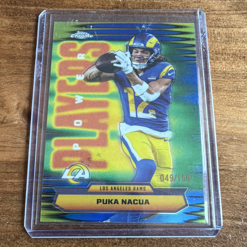 Topps 2025 Chrome Power Players Puka Nacua #PP-24 Blue Refractor /150 Rams