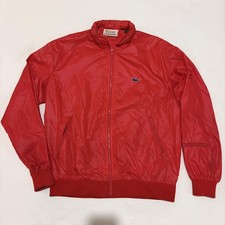 Vintage Izod Lacoste Jacket Mens Large Red Nylon Hooded Windbreaker Hong Kong