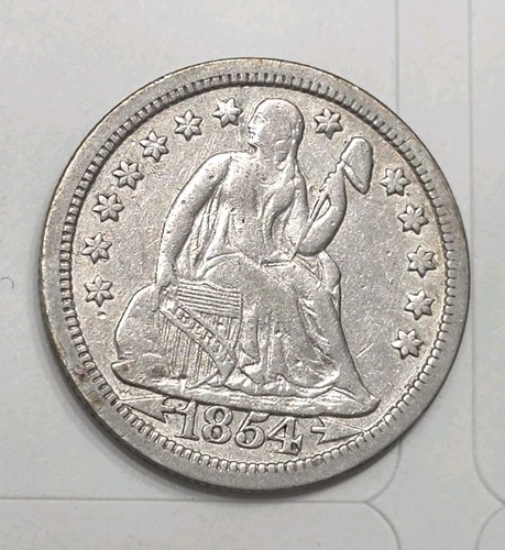 1854 Seated Liberty Dime With Errows, Extra Fine Condition.