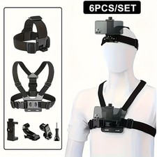 6PCS Action Camera  Phone Mount Set-Head/Chest Straps for First-Person Shooting