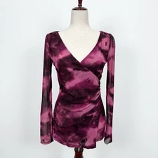 VTG INC International Concepts Top Womens M Pink Mesh Fairy Grunge Sheer Retro