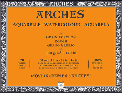Aquarelle 300G Thick Gluing Pad 4L 31x41cm - 20 Sheets Natural White Cotton Pape
