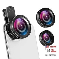 Upgraded Phone Camera Lens, 0.45X Super Wide Angle Lens, 15X Macro Black